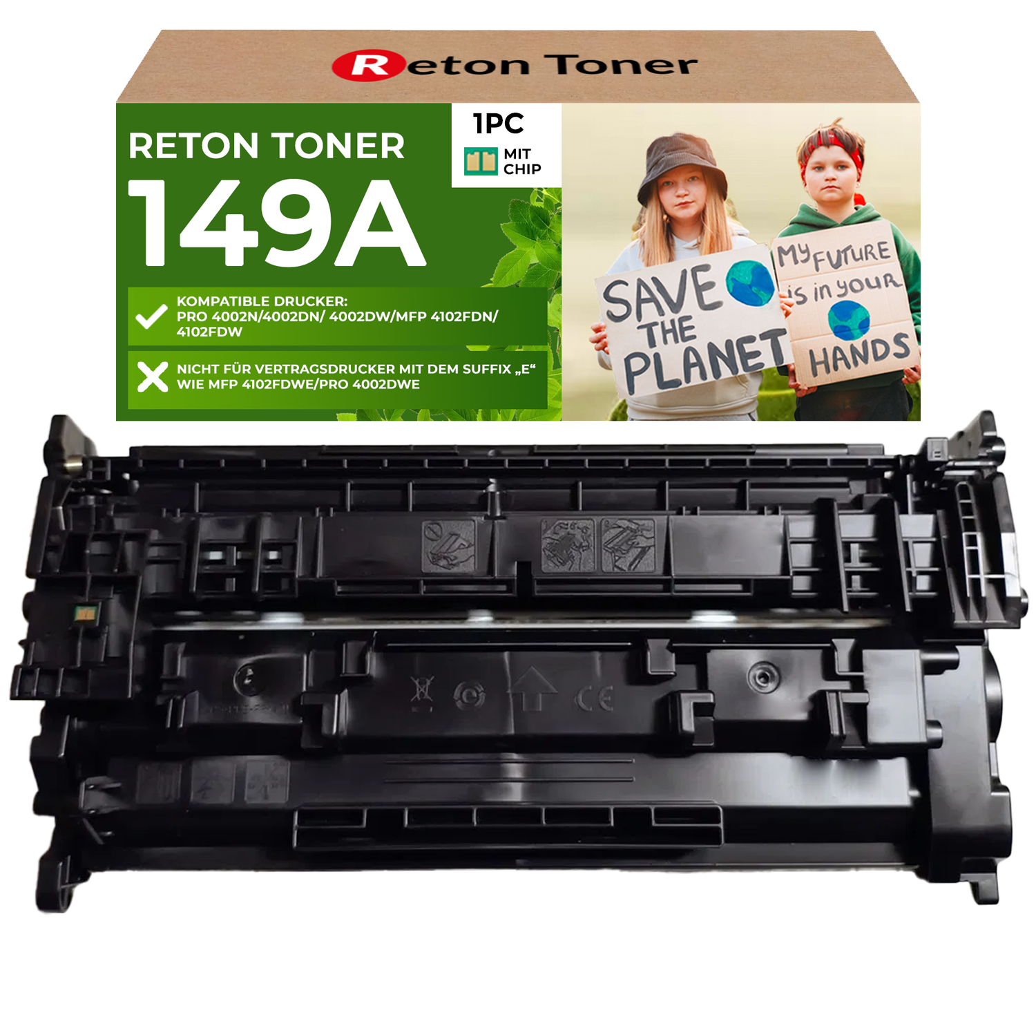 Fachgerecht aufbereiteter HP 149A W1490A Toner mit recyceltem Original-Chip, kompatibel mit HP LaserJet Pro 4001, 4002, 4101 und 4102 Serien